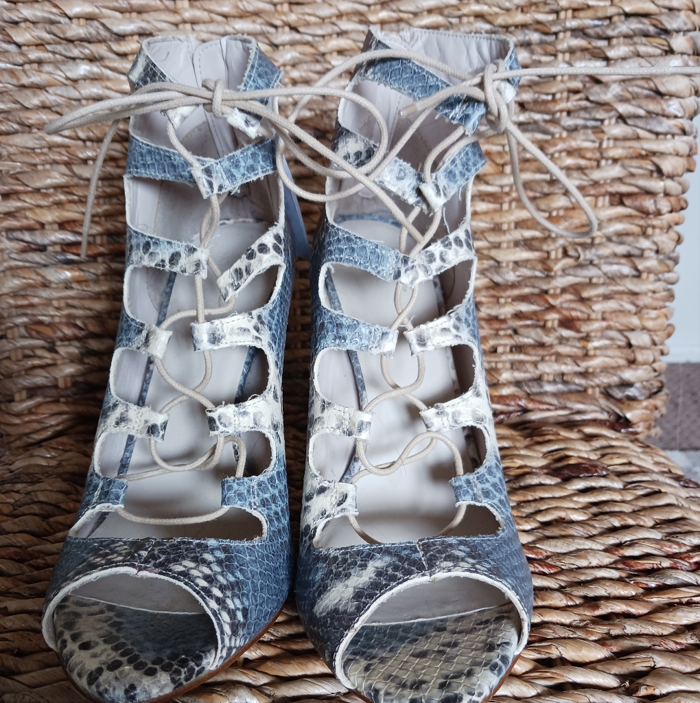 Shoes, Zara Basic, Snake Print, Lace Up, High Heels